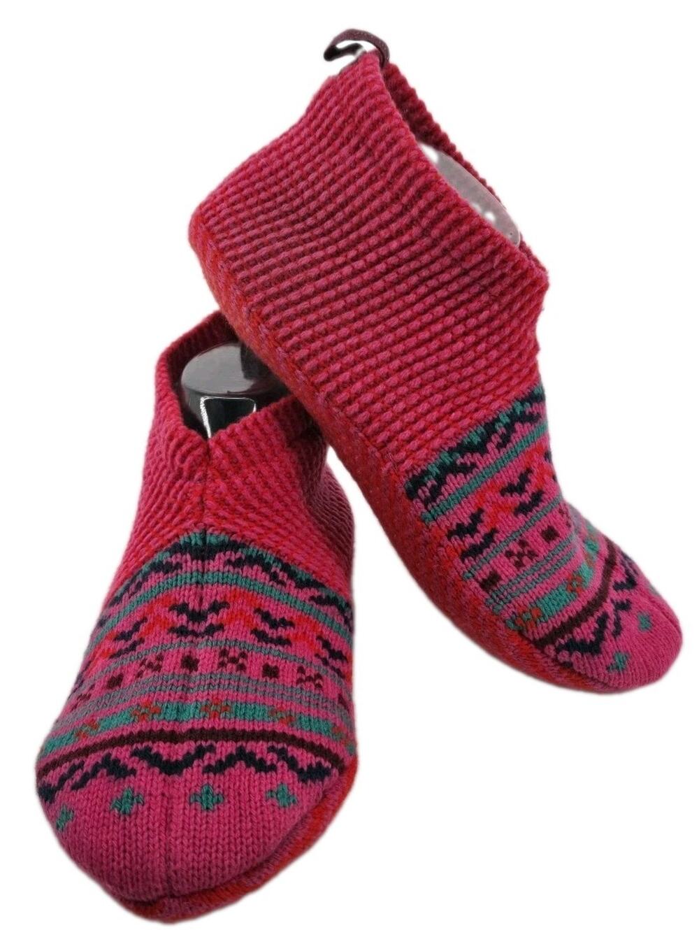 Bombas The Gripper Slipper Geometric Pink Wool Blend Slipper Sz M Fits 9 To 11.5